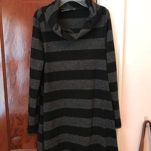 Loft black and Grey stripe swing dress